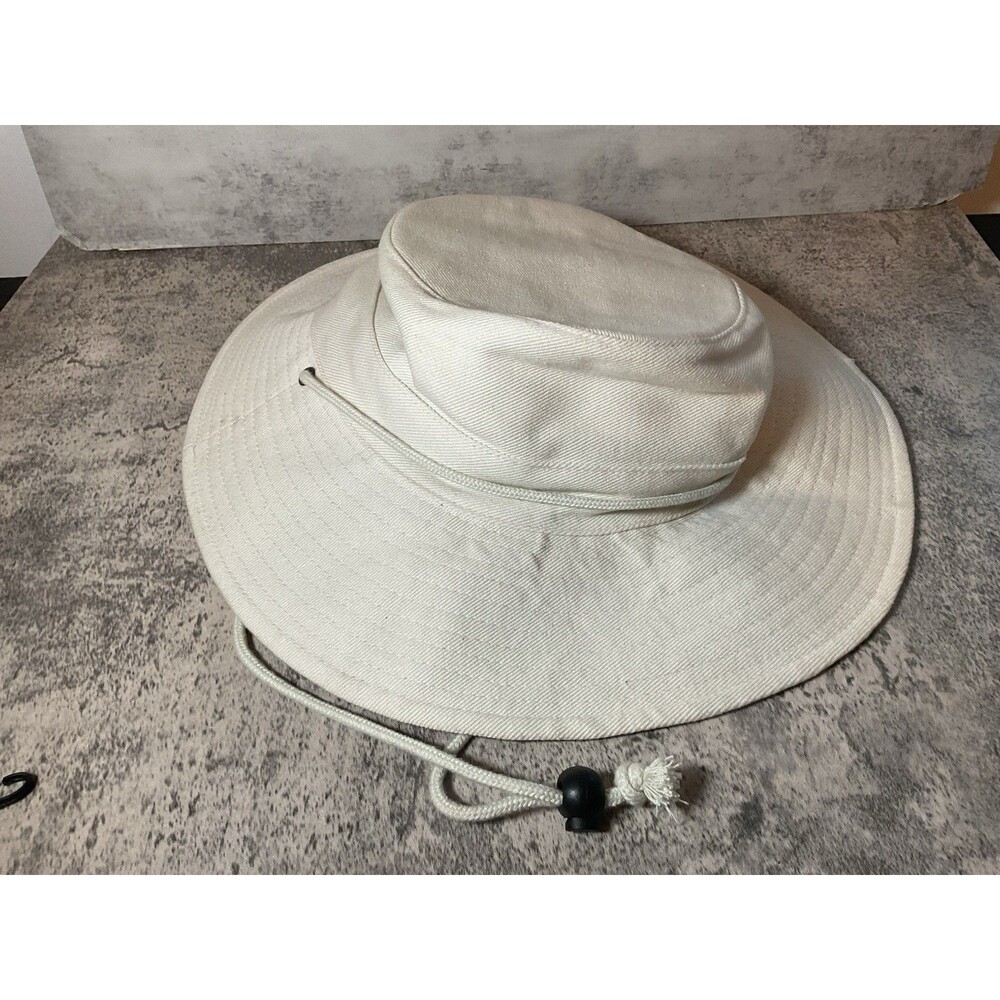 Wallaroo Explorer Sun Hat Women L/XL White Tan UPF 50+ Wide Brim Packable